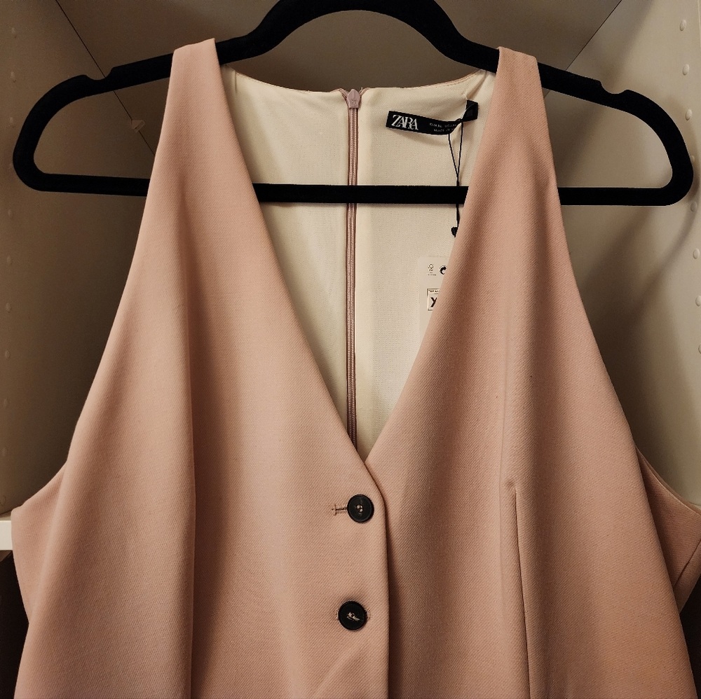 Zara Blush Pink Tailored Vest Midi Dress - Picture 5 of 11